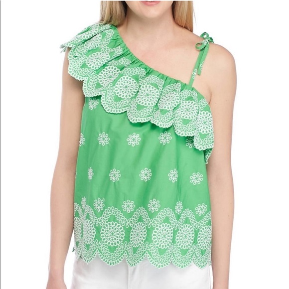 Crown & Ivy Green Eyelet Top - Picture 2 of 5